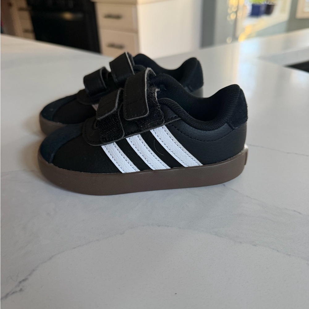 adidas Kids Black and White Velcro Sneakers